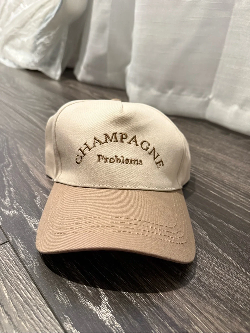 Champagne Problems Beige & Tan Baseball Cap